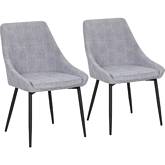 Diana Accent Chair in Grey Corduroy Fabric & Black Metal (Set of 2)